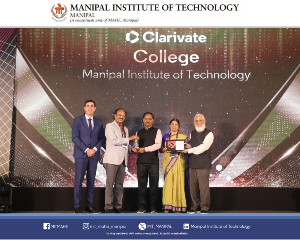 MIT,Manipal has been honored with the “Clarivate India Research Excellence 